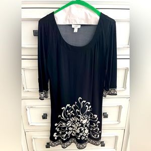 LOFT black floral tunic dress